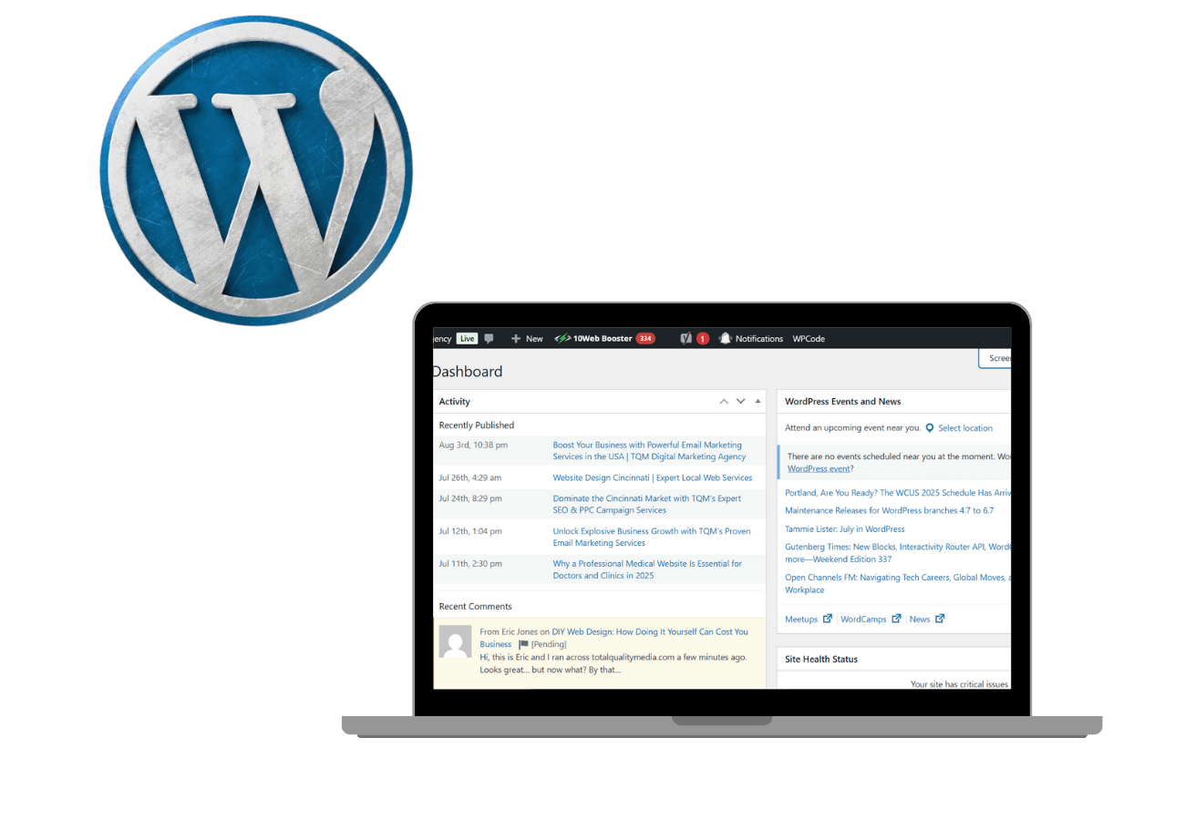 WordPress dashboard